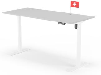 elektrisch höhenverstellbarer Schreibtisch ECO 180 x 80 cm - Gestell Weiss, Platte Grau
