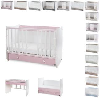 Lorelli Babybett Dream 60 x 120 cm umbaubar Schreibtisch Kinderbett Schaukelbett pink