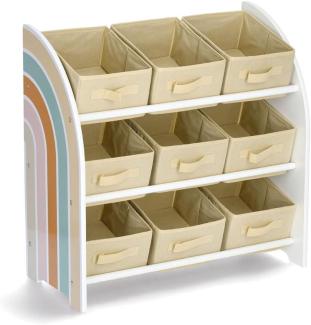 Kinderregal mit Boxen aus Textil RAINBOW, MDF