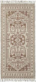 Teppich Wowe in Beige und Braun aus Baumwolle mit Muster, 90 x 200 cm