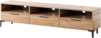 Selsey RIKKE - TV-Lowboard/TV-Tisch mit 3 offenen und 3 geschlossenen Fächern, 160 cm breit (Wotan Eiche Matt mit LED)