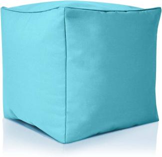 Green Bean© Sitzsack-Hocker "Cube" 40x40x40cm mit EPS-Perlen Füllung - Fußhocker Sitz-Pouf für Sitzsäcke - Sitzhocker Aquamarin