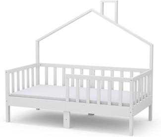 Vicco Hausbett Kinderbett Justus Weiß 70 x 140 cm mit Matratze modern