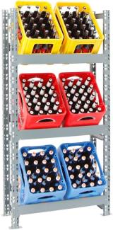 PROREGAL Getränkekistenregal Tegernsee grau | 6 Kästen | HxBxT 160x80x30 cm Kistenregal Kastenregal Wasserkastenregal Getränkeregal