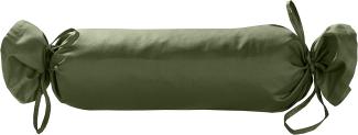 Mako Satin / Baumwollsatin Nackenrollen Bezug uni / einfarbig dunkelgrün 15x40 cm mit Bändern