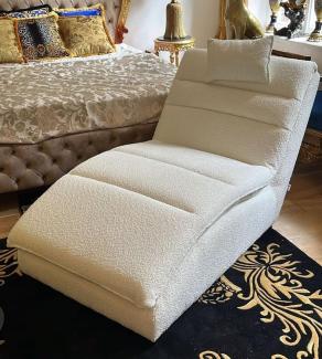 Casa Padrino Luxus Chaiselongue mit Kopfkissen Weiß 170 cm