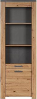 Vitrine Follow in Eiche Artisan und grau 73 x 199 cm