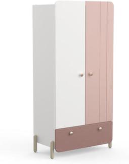 Kleiderschrank >Jade< in matt rosa/matt weiss - 95x188x52 (BxHxT)