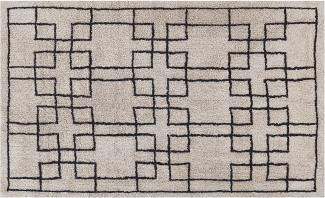 Teppich Baumwolle beige 140 x 200 cm geometrisches Muster Kurzflor TURHAL