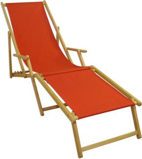Holz-Liegestuhl Strandliege mit viel Zubehör nach Wahl, Stofffarbe terracotta V-10-309N