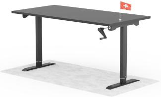 manuell höhenverstellbarer Schreibtisch EASY 160 x 80 cm - Gestell Schwarz, Platte Anthrazit