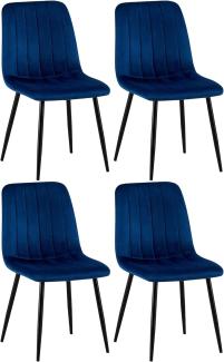 4er Set Stühle Dijon Samt (Farbe: blau)