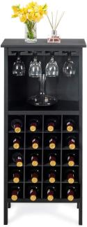 COSTWAY Weinschrank, Flaschenregal für 20 Flaschen, Weinregal, Weinständer, Gläserregal für Küche, Bar (Schwarz)… 42 x 24,5 x 96 cm (L x B x H)