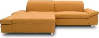 DOMO. collection Mika Ecksofa, Sofa in L-Form, Eckcouch Eckgarnitur, 260x178x80 cm, Polsterecke in gelb