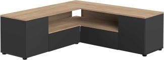 Temahome TV-Schrank mit Winkel, Eiche, Black & Oak, 130x40x46 cm (LxPxH)