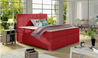 Stylefy Neptune Boxspringbett Rot Kunstleder MADRYT 160x200 cm