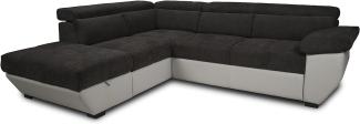 Mivano Ecksofa Speedway / Couch in L-Form mit verstellbaren Kopfteilen und Ottomane / 262 x 79 x 224 / Zweifarbig: dunkelbraun/beige
