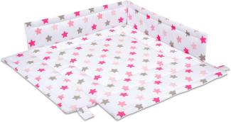 FabiMax Laufgittereinlage 100x100 cm, rosa Sterne auf weiß