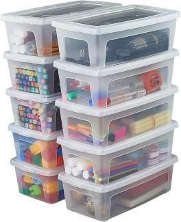 Iris Ohyama, Aufbewahrungsbox aus Kunststoff, Büro-Aufbewahrungsbox mit 10 x 5L-Boxen, MCB-5, Transparent, B34 x T19 x H11 cm
