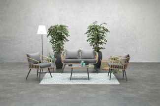 FRANKLIN Alu Lounge Set Gartenmöbel Sitzgruppe grau