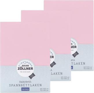 Julius Zöllner Spannbetttuch Jersey 70x140 / 60x120 Rosa 3er Pack