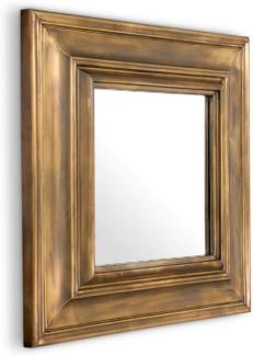 Casa Padrino Luxus Edelstahl Wandspiegel Vintage Messing 100 x 13 x H. 100 cm - Quadratischer Wohnzimmer Spiegel - Schlafzimmer Spiegel - Garderoben Spiegel - Luxus Möbel - Luxus Einrichtung
