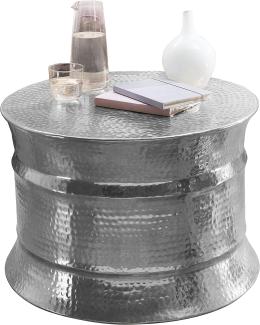 Wohnling Couchtisch KAREM 62 x 41 x 62 cm Aluminium Beistelltisch orientalisch rund, Silber