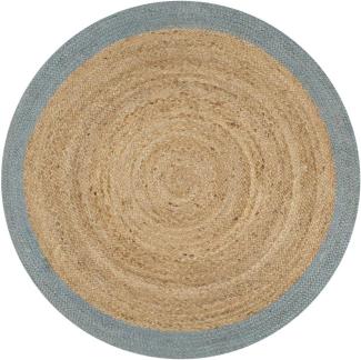 Teppich Handgefertigt Jute mit Olivgrünem Rand 90 cm
