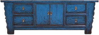 OPIUM OUTLET Chinesisches Lowboard Sideboard Schrank Kommode Büffet blau asiatisch orientalisch Shabby Chic Vintage Holz