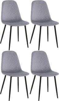 4er Set Stühle Giverny Samt (Farbe: grau)