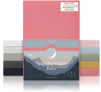 Laleni Premium Spannbettlaken 60x120-70x140 cm - Oeko-Tex Zertifiziert, 100% Baumwolle, atmungsaktives Spannbetttuch Jersey Baby, 150 g/m², Coral - Rot