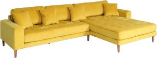 Ecksofa HWC-J54, Couch Sofa 3-Sitzer L-Form Liegefläche links/rechts 295cm ~ Samt gelb