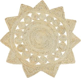 Teppich Jute beige ⌀ 120 cm Kurzflor zweiseitig ARABAN