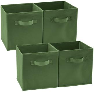 EZOWARE Aufbewahrungskörbe faltbare Würfel-Aufbewahrungsboxen, 4er-Set, faltbare Aufbewahrungsbox für Kleinkinder, Kinderzimmer, Zuhause, 26,7x26,7x28cm Kale Grün