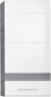 trendteam smart living Hängeschrank SetOne, Holzwerkstoff, Weiß Hochglanz, grau Rauchsilber, 37 x 77 x 24 cm