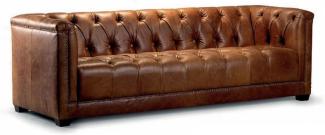 Casa Padrino Luxus Chesterfield Echtleder 3er Sofa Vintage Braun 203 cm
