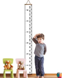 Messlatte Kinder, Mimicool Meßlatte Holz für Kinder Messlatte Kinderzimmer Hängende Wachstumskarte Wachstumsmesser Messleiste in Weiß(0-200cm)