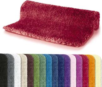 Spirella Badteppich Badematte Duschvorleger Mikrofaser Hochflor | flauschig | rutschhemmend | geeignet für Fußbodenheizung | 60x90 cm | Rot