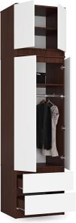 BDW Kleiderschrank mit Aufsatz, 4-türiger Kleiderschrank, 2 Schubladen, Kleiderschrank für das Schlafzimmer, Wohnzimmer, Flur, 234x60x51cm (Venga/Weiß)