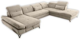 Couch MELFI R Sofa Schlafcouch Wohnlandschaft Schlaffunktion sand beige U-Form rechts