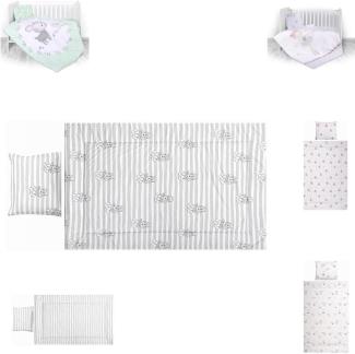 Lorelli 3-teilige Baby-Bettwäsche-Garnitur Laken Bezüge für Kopfkissen und Decke grau weiß