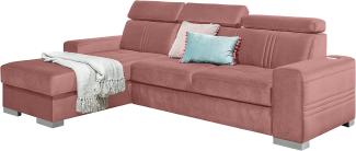 99rooms Neilo Ecksofa Velours ESITO Rosa Links ohne