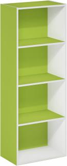 Furinno Luder Bücherregal mit offenem Regal, 4-stöckig, grün/weiß