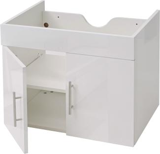 Waschbeckenunterschrank HWC-D16, Waschtischunterschrank Waschtisch Unterschrank Badmöbel, MVG hochglanz 60cm ~ weiß