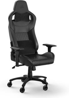 Corsair T1 RACE (2023) Fauteuil Gaming – Inspiré des Sports Automobiles – Revêtement en cuir synt – Armature en Acier – Accoudoirs 4D Hautement Ajustables – Noir