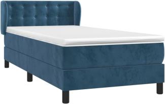 Boxspringbett mit Matratze Dunkelblau 90x190 cm Samt (Farbe: Blau)