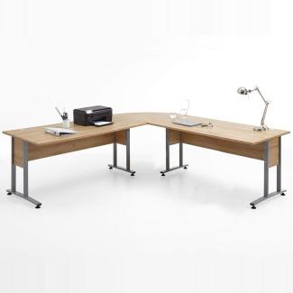 Büro-Winkelschreibtisch 160 x 160cm COLUMBUS-10 in Alteiche Nb. - B x H x T ca. : 240 x 75 x 240 cm