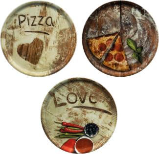 3er Set Pizzateller Oliven-, Salami- & Lieblingspizza Ø 33,3cm Platte XL-Teller