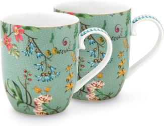 PIP STUDIO Jolie Flowers Blue Becher mit Henkel klein Set2