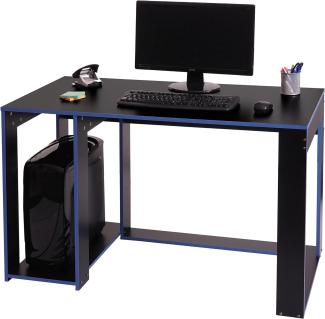 Schreibtisch HWC-J26, Computertisch Bürotisch, 120x60x76cm ~ schwarz-blau